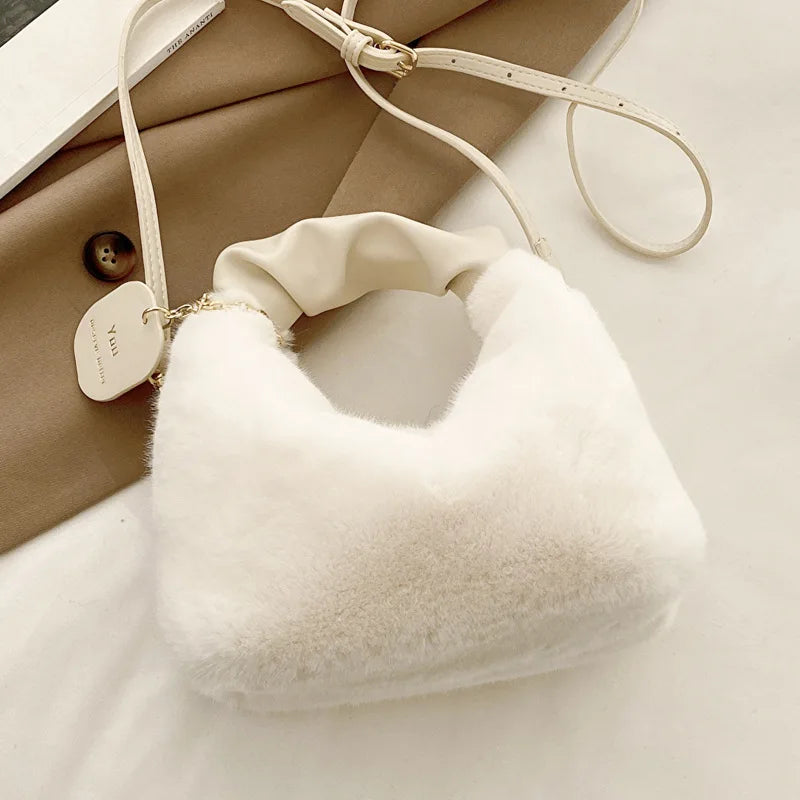 Fashionable Plush Tote Bag, Cute Stylish Women's Handbag Shoulder Crossbody Bag, Suitable for Women Party Banquet Daily Travel