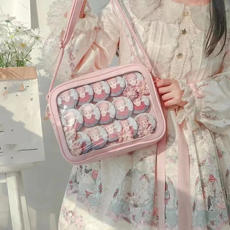 apanese High School Girls Crossbody Bags PU JK Handbags Transparent Itabag Women New bags Leather Shoulder Bag Bolso