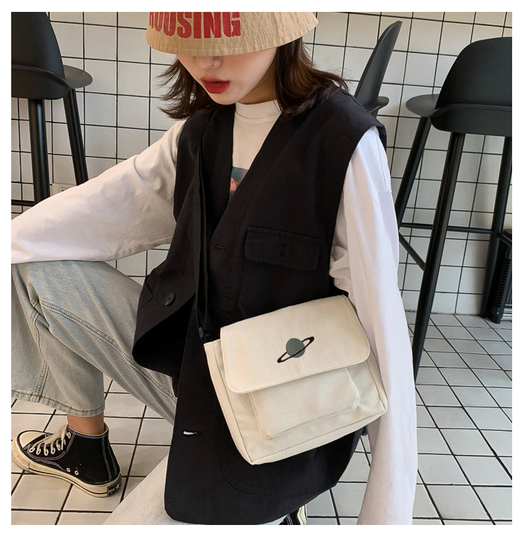 Casual Collage Student Messenger Bag Women Small Bag Canvas Shoulder Bag For Women Print Crossbody Bags Bolsas Sac