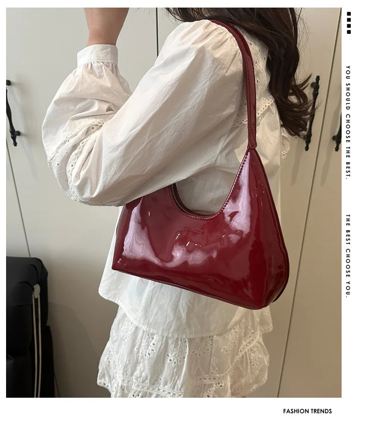 Solid Color Synthetic Leather Shoulder Underarm Bag, Retro Versatile Handbag Women Bag, Fashionable Daily Use Chic Handbag Purse