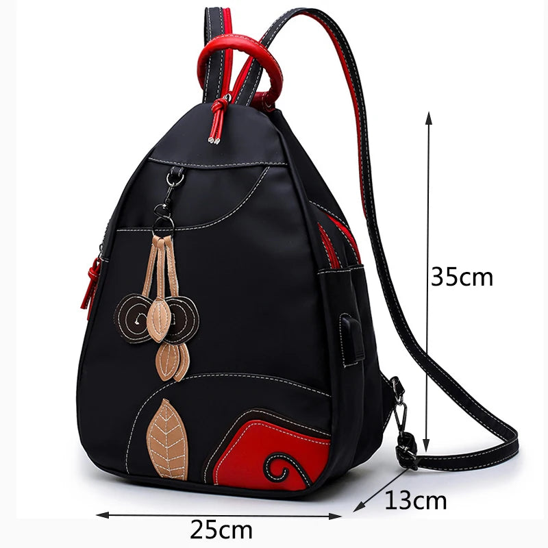 Fashion Women Backpack Waterproof Nylon Shoulder Bag Leisure Travel Luggage Bag Outdoor Crossbody Bag Student School Bag