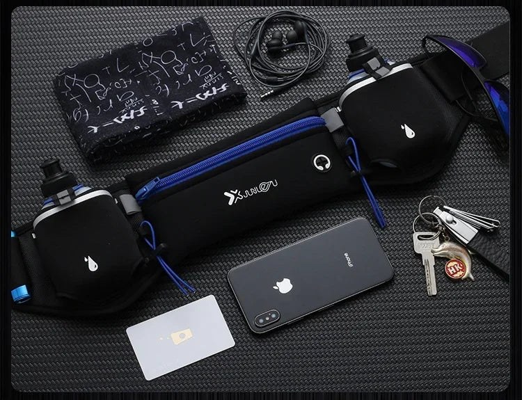 Trail Running Waist Pack For Man/Woman Marathon Phone Water Bottle Sports Fanny Pack Fitness Dual Pocket Running Belt Waist Bag