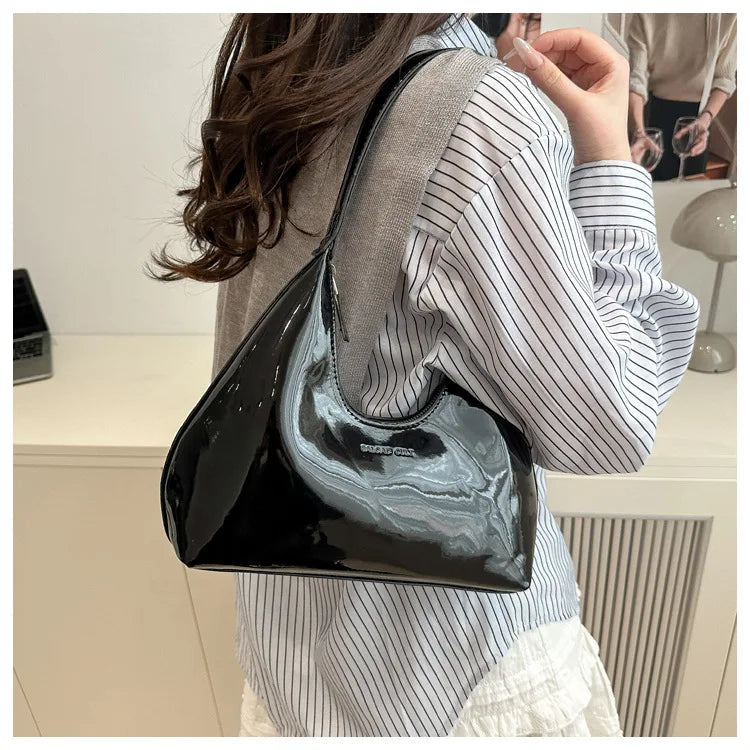 Solid Color Synthetic Leather Shoulder Underarm Bag, Retro Versatile Handbag Women Bag, Fashionable Daily Use Chic Handbag Purse