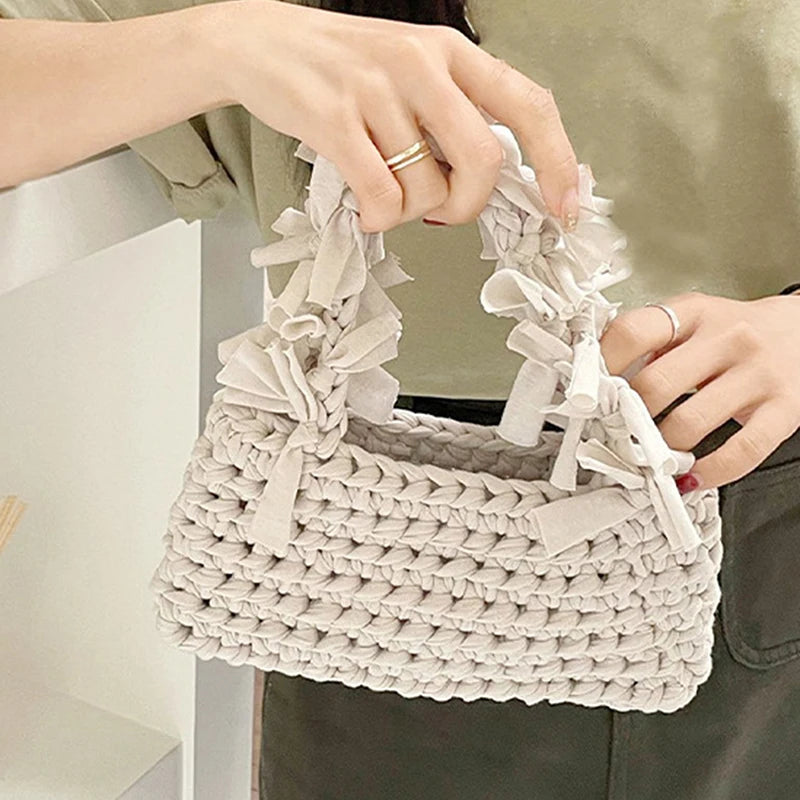 Spring And Summer Handwoven Women's Handheld Bag Leisure Small Fresh Hollow Out Small Design Holiday Bag
