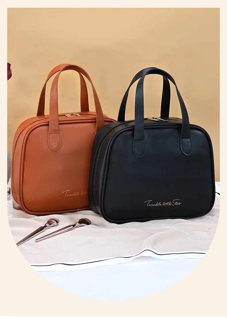 New Handheld Large Makeup Bag PU Makeup Storage Bags Partition Storage Waterproof Toilet Bag women's small Handbag