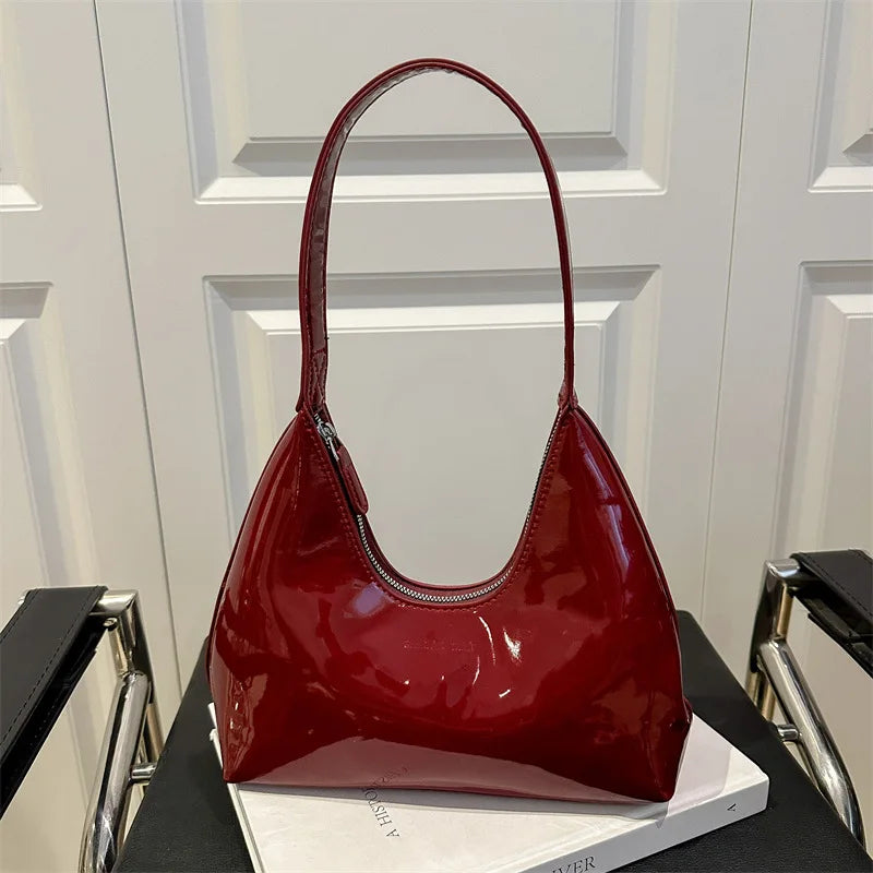 Solid Color Synthetic Leather Shoulder Underarm Bag, Retro Versatile Handbag Women Bag, Fashionable Daily Use Chic Handbag Purse