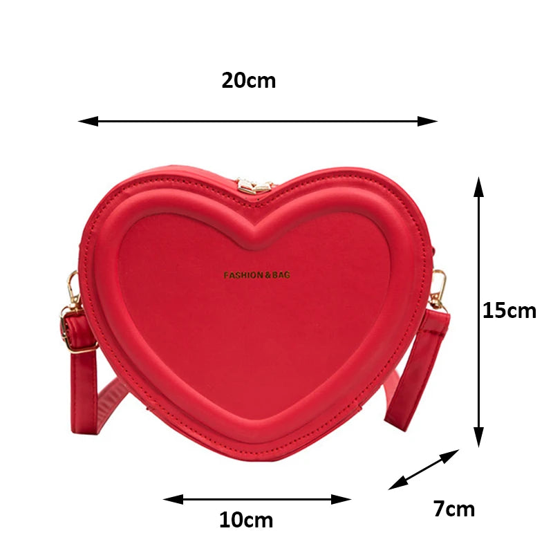 Fashion Heart Shape Crossbody Bags For Women New Solid Color PU Leather Shoulder Bag Casual Ladies Handbags Designer Female Bags