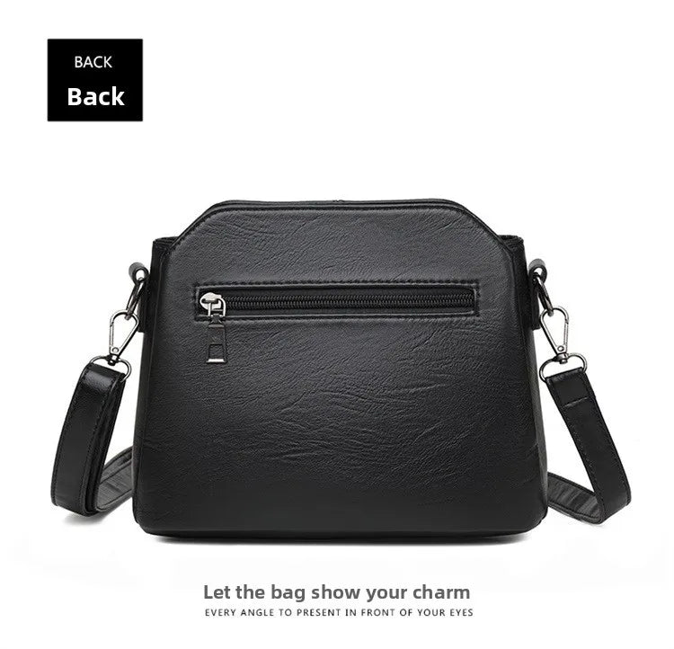Fashionable Three Interlayer Synthetic Leather Crossbody Bag with Polyester Lining, Stylish Square Single Shoulder Bag for Women