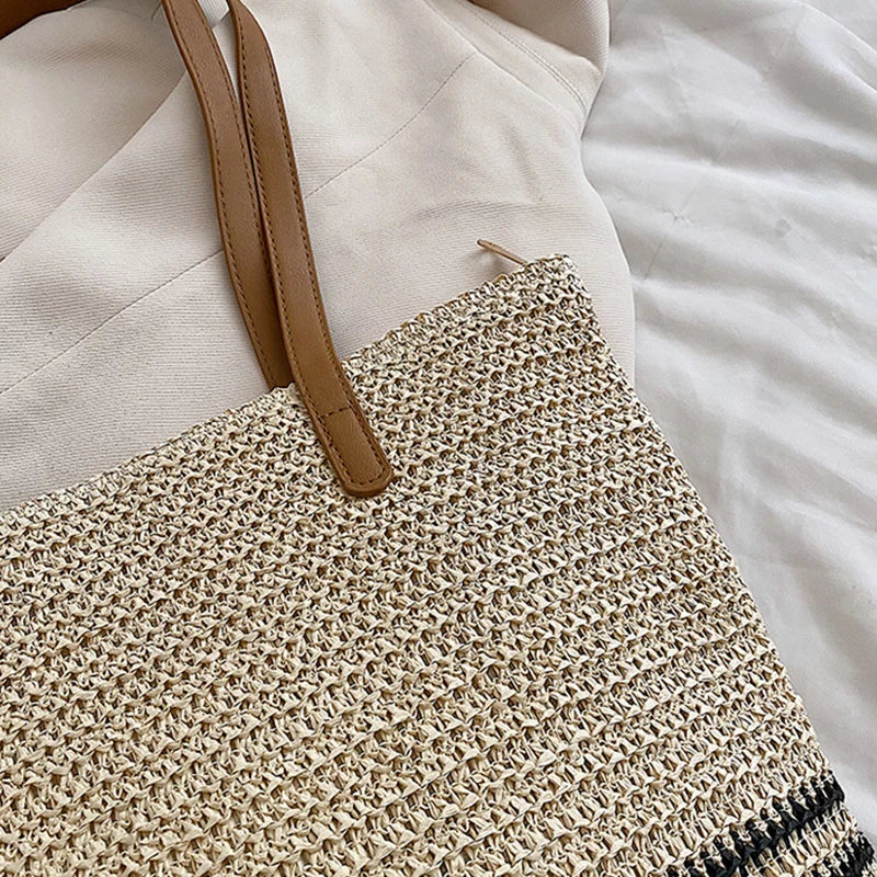 Vintage Straw Rattan Woven Bags Handmade Summer Beach Bags  Ladies Large Capacity Shoulder Bag Bohemia Travel Handbags Totes sac