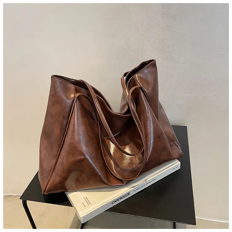 Retro PU Women's Handbag, Large Capacity Handbags Shoulder Bag, Street Leisure Shopping Tote Bag Bags, Suitable for Daily Use
