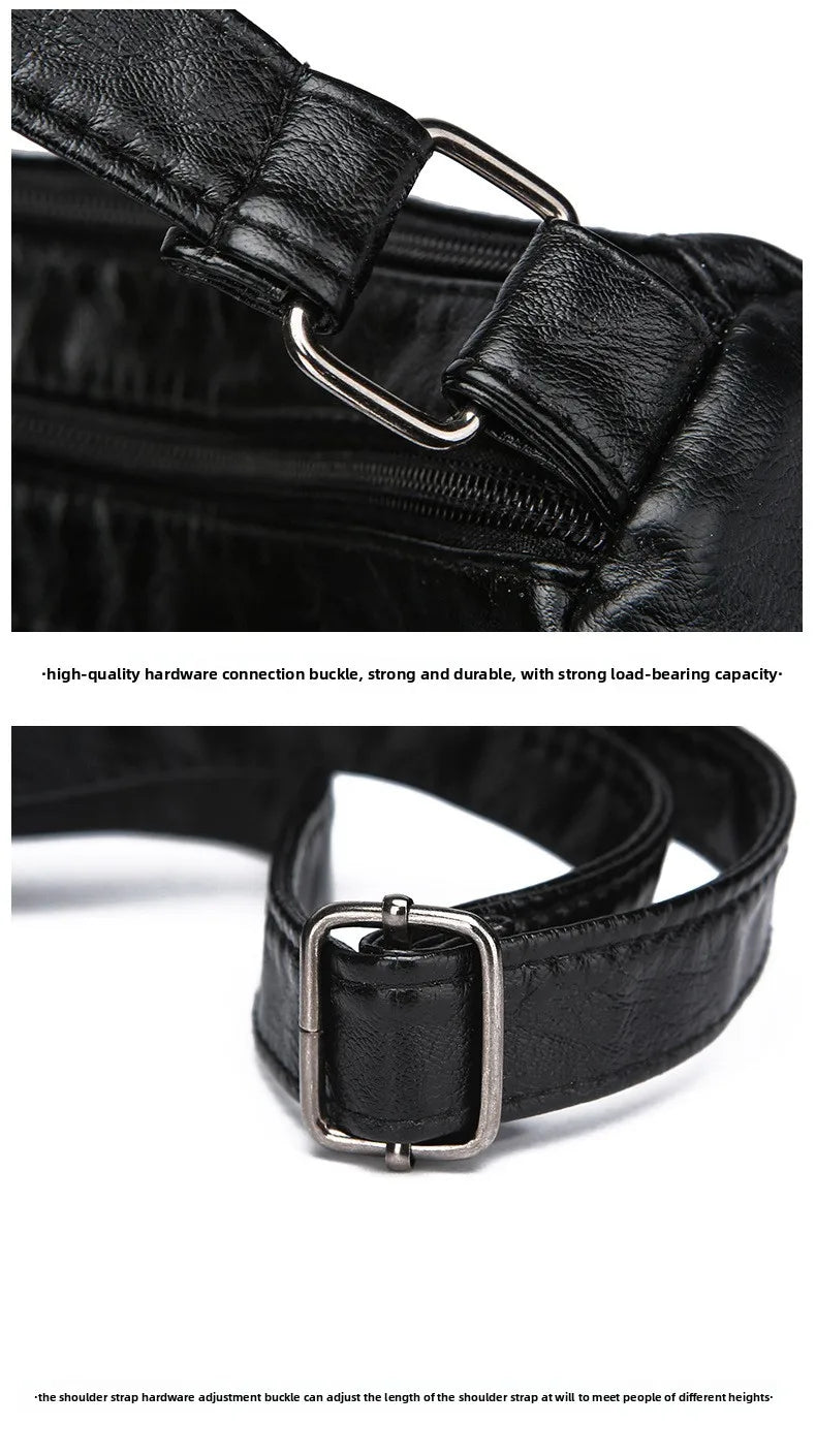 Fashionable Four Seasons Soft Leather Multi Pocket Cross Bags, Multi Layer Zipper Pouch Single Shoulder Bag for Women Daily Use