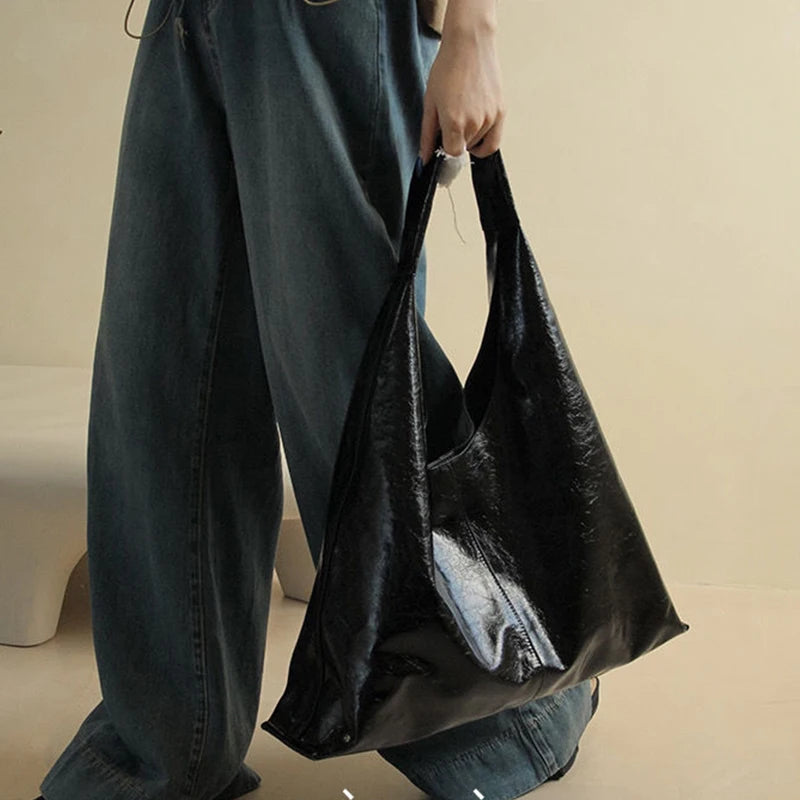 New Women Soft PU Leather Handbag Luxury Design Underarm Hobo Shoulder Bag Clutch Casual Large Capacity Dumpling Pouch