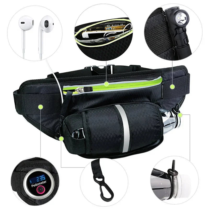 Sport Trail Running Belt Waist Bag Hydration Jogging Pouch Water Bottle Fanny Pack Men Women Gym Fitness Cycling Money Belt Bags