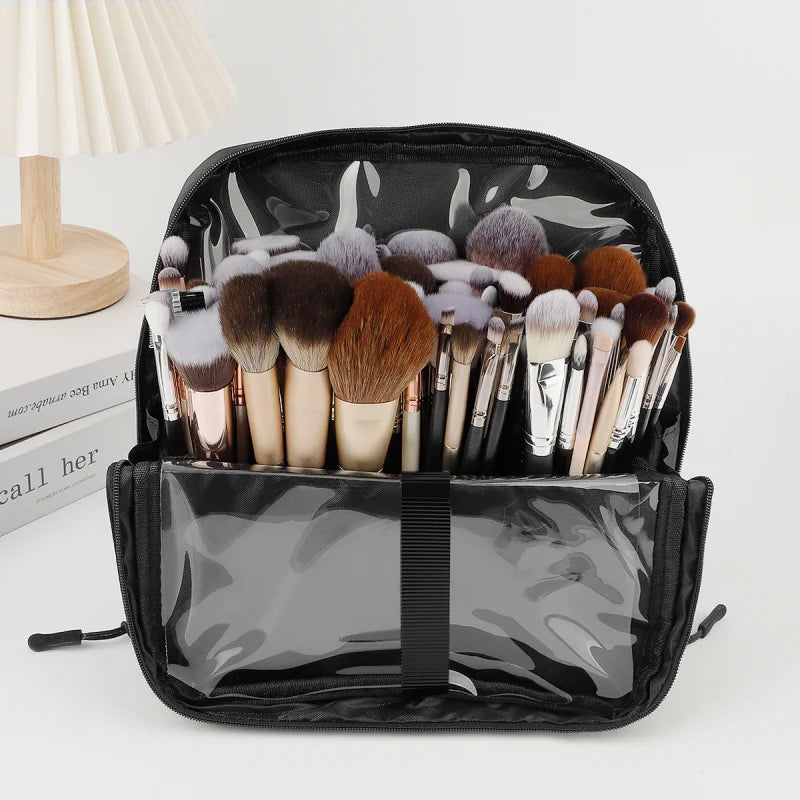 European and American Portable Makeup Storage Bag Professional Makeup Handbag with Magnetic Closure Brush Bag Foldable Large Cap