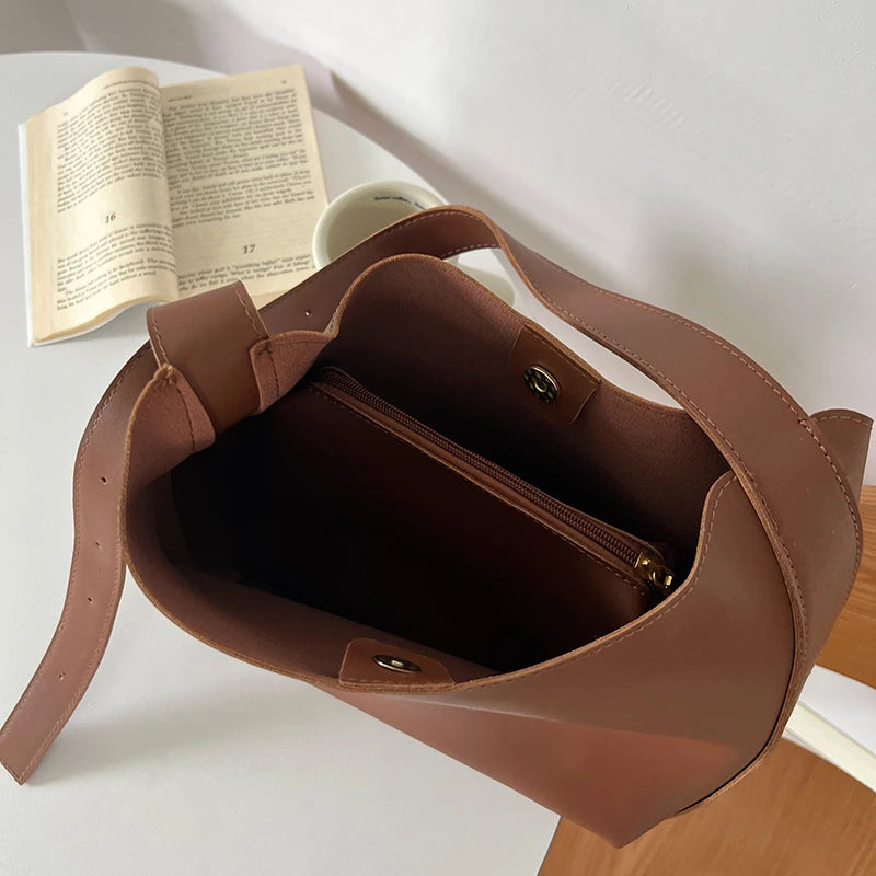 1Pcs All-Match Women Shoulder Bag Solid Fashion Handbag Crossbody Bag Women's Minimalist PU Leather Bag For Work
