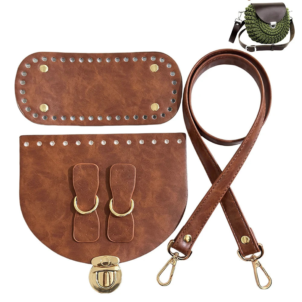 Hot Sale 1Set Accessories For Handbags 5pcs Diy Crochet Bag Kit Handmade Bag Bottom New Diy Leather Bag Strap For Making Bags
