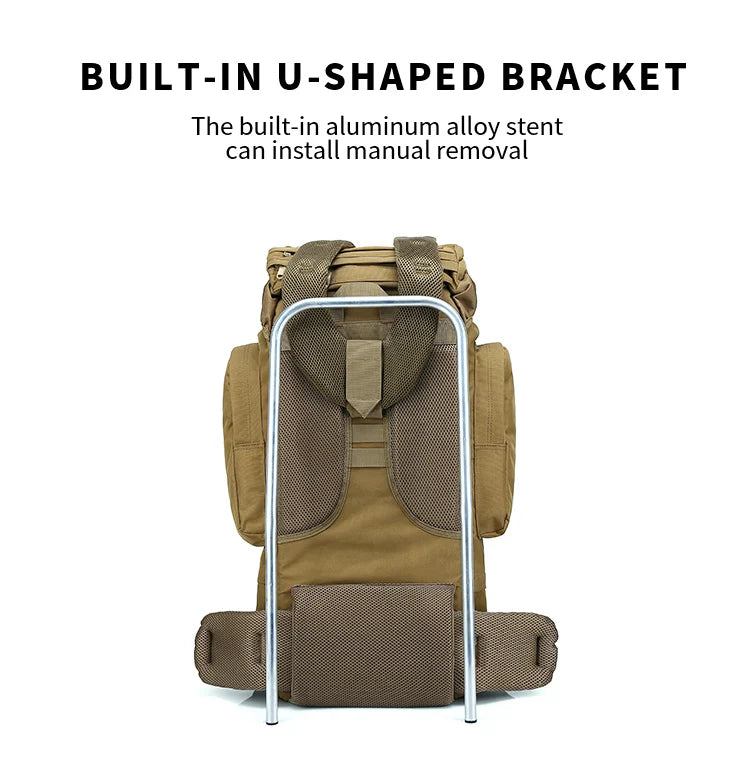 65L Large Capacity Waterproof Outdoor Hking Backpack Tactical Hunting Camping Rucksack Rain Cover Mountaineering Climbing Bags