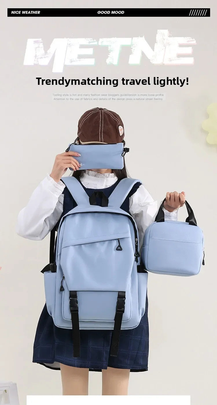3pcs/set Campus Student Backpack, Boys Girls School Bags for Teen Men Women Tote Bag Clutch Pocket, Nylon Backpacks Travel Bag