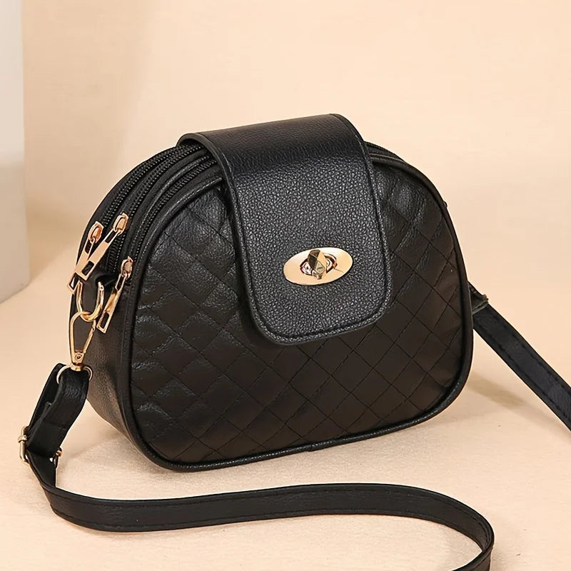 Chic Black Crossbody Bag for Women Vintage Inspired Shoulder Purse with Adjustable Strap, Lightweight Faux Leather Women Bag