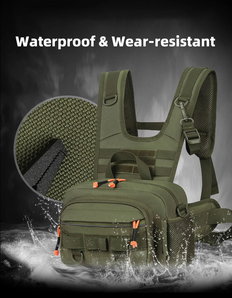 Fishing Lure Front Chest Vest Travel Backpack Camping Hiking Outdoor Cycling Mountaineering Gear Tactical Tackle Bag for Men Sac