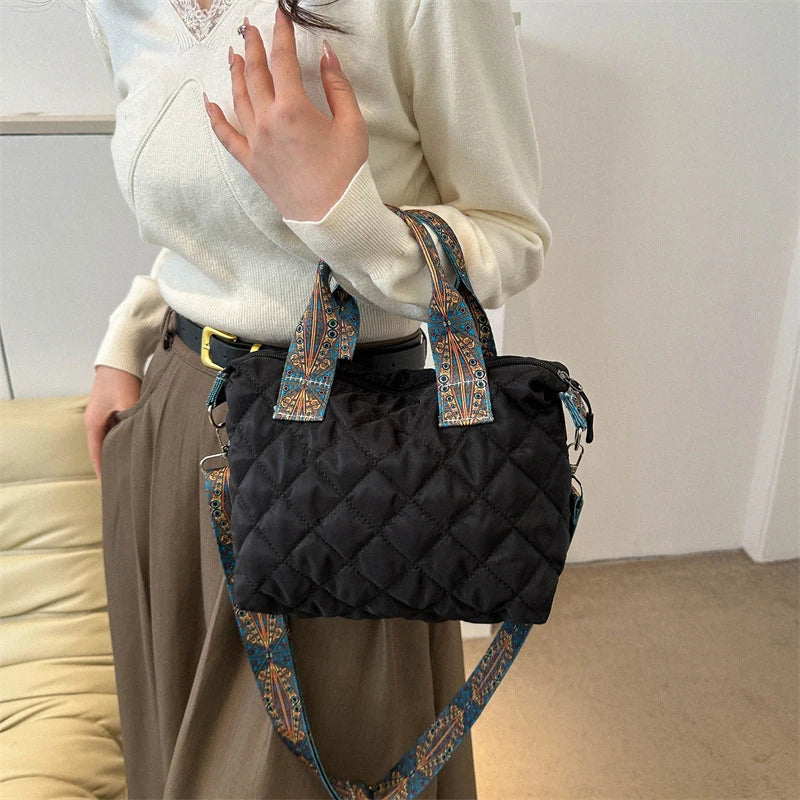 Designer Brand Lingge Quilted Padded Large Tote Nylon Women Handbags Luxury Design Shoulder Crossbody Bags Shopper Bag