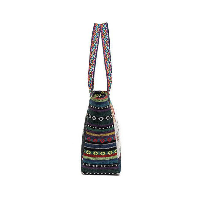 New Ethnic Style Shoulder Bag Office Handbag Student Canvas Embroidery Elephant  Casual Travel Storage Tote Bag For Women
