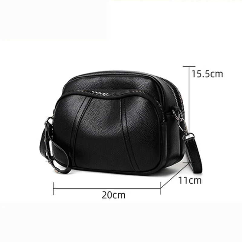 Solid Color Fashionable Rivet Zipper Women's Mobile Phone Bag Simple Soft PU Leather Shoulder Crossbody Small Square Handbag