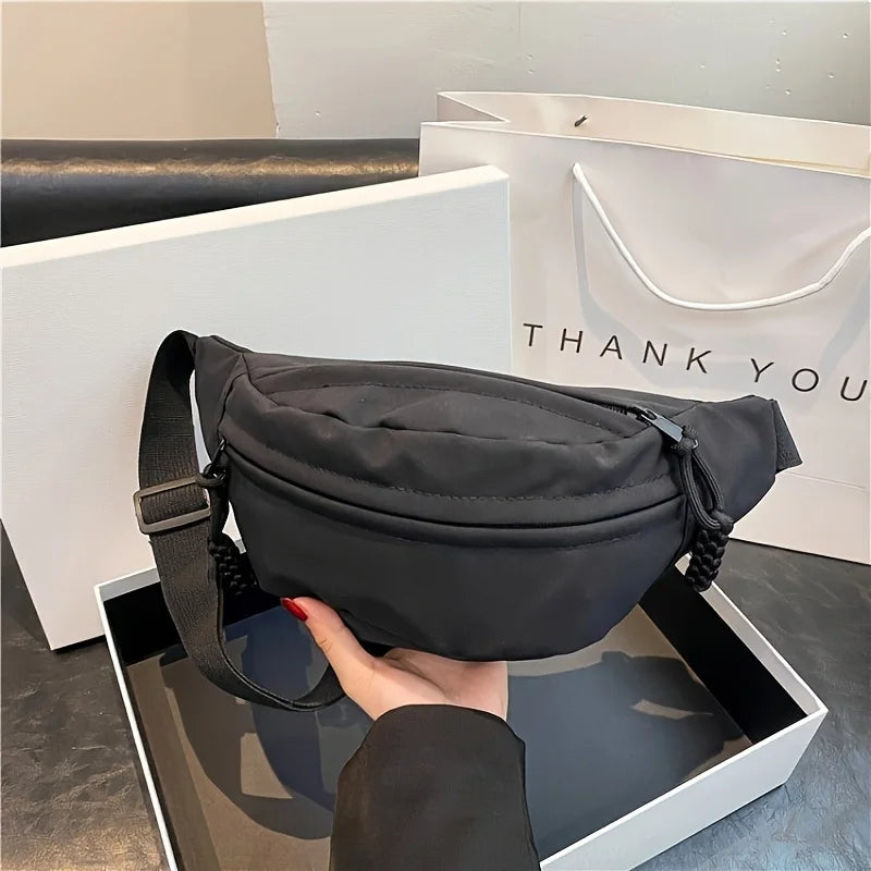 Versatile Nylon Waist Bag, Sports Fanny Pack, Casual Crossbody Shoulder Bag, Zipper Closure,Ideal for Work,Travel, and Daily Use