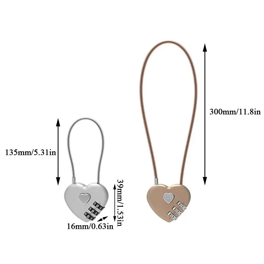 INS Korean Red Heart Lock Love Cable Code Padlock Keychain Y2K Bag Charms Bag Pendant Sweet Purse Accessories Harajuku Jewelry