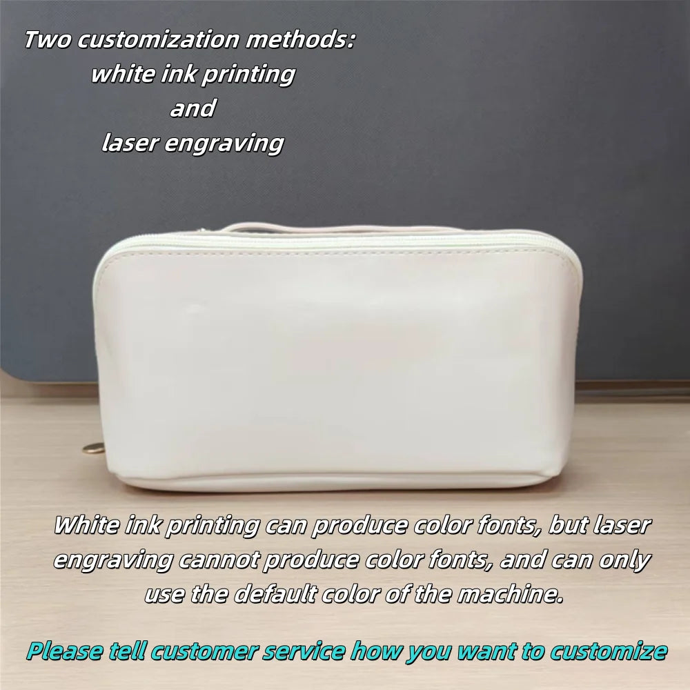 Customized Personalized Leather Square Cosmetic Bag Beauty Skin Care Large Capacity High Quality Portable Handheld Cosmetic Case