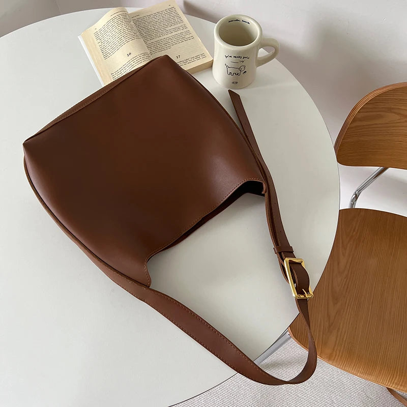 1Pcs All-Match Women Shoulder Bag Solid Fashion Handbag Crossbody Bag Women's Minimalist PU Leather Bag For Work
