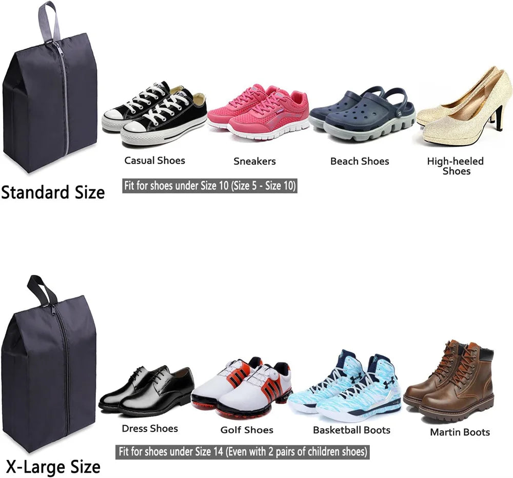 Portable Nylon Travel Shoe Bags with Zipper Closure for Men and Women Waterproof Shoe Organize Storage Bags Makeup Laundry Bag
