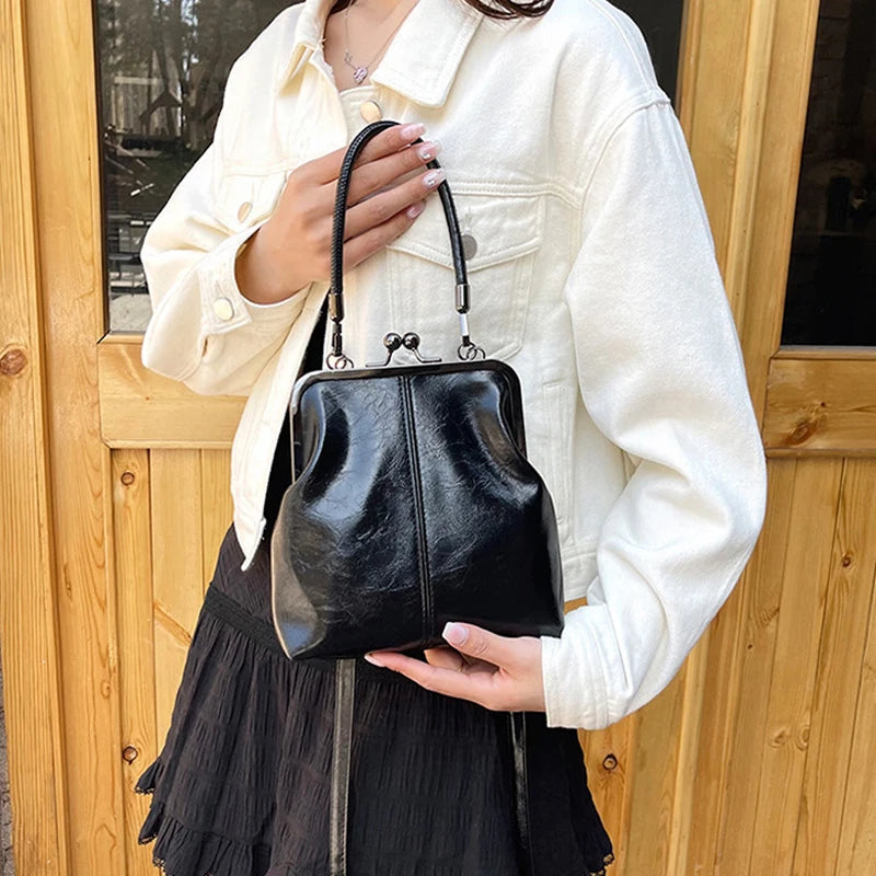 New Fashion Vintage Soft Leather Cosmetic Bag Purse Women's Handbag Crossbody Shoulder Bags Evening Party Totes Makeup Wallet