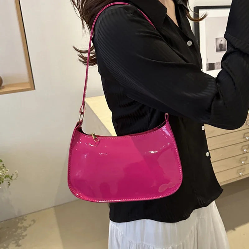 Retro Solid Color PU Leather Shoulder Bag Fashion Women's Handbags Casual Designer Hobos Underarm Bag, Suitable for Daily Use