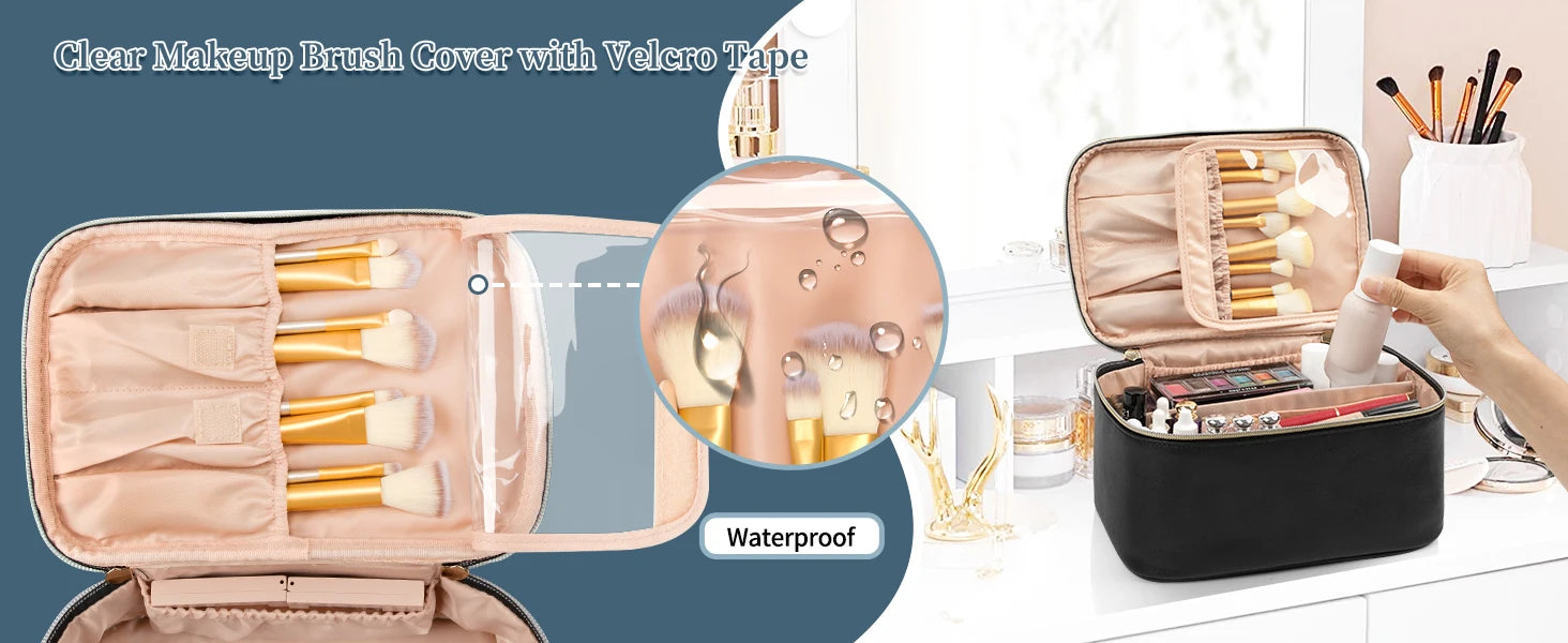 Makeup Bag Portable Cosmetic Bag Large Capacity Travel Makeup Case Organizer Black For Women Toiletry Bag for Girls Traveling