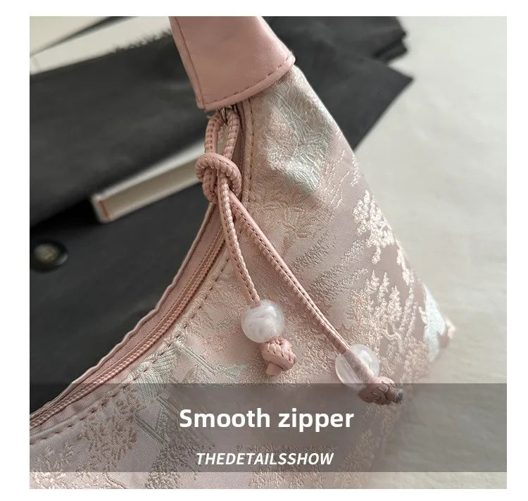 Fashionable Chinese Handbags Fashion Trend Single Shoulder Bag Light Simple Crossbody Bag Random Printed Satin Women's Tote Bag