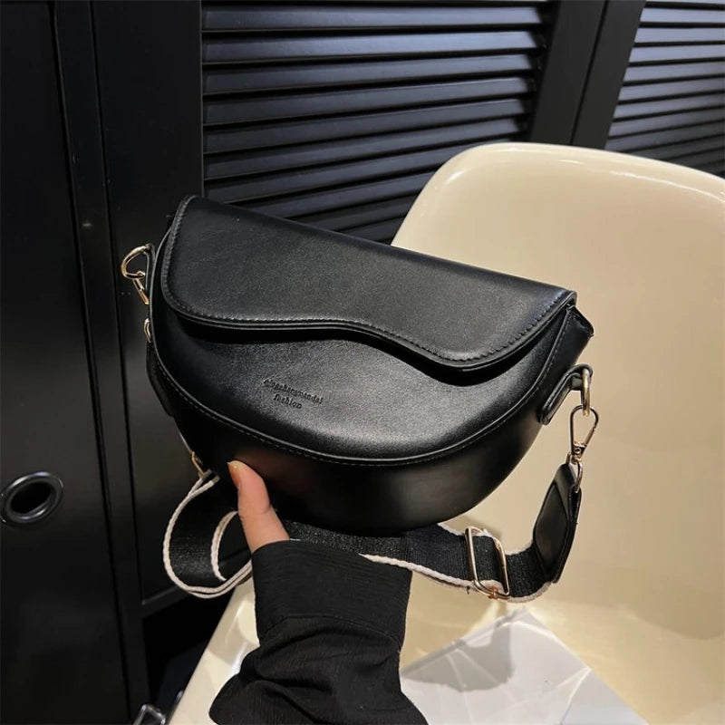Vintage Chic Solid Color Saddle Crossbody Bag, Stylish Colorblock Design Shoulder Purse, Perfect for Daily Use, Travel, or Work