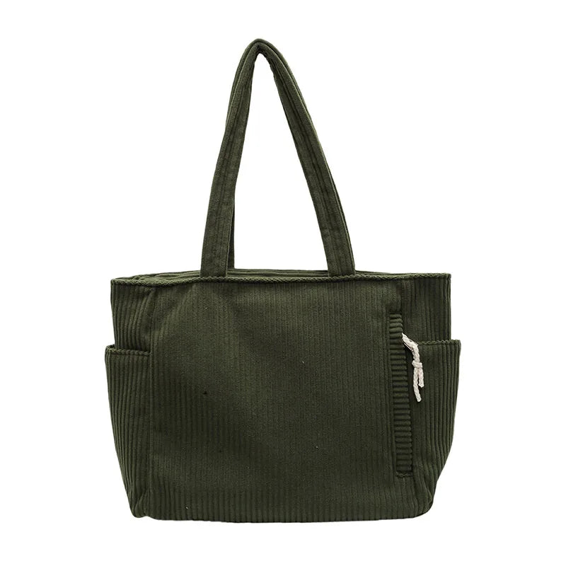 Autumn Winter Corduroy Tote Bag Korean Version Simple Handbag Women Large Capacity Versatile Casual Student Shoulder Bag Ita Bag