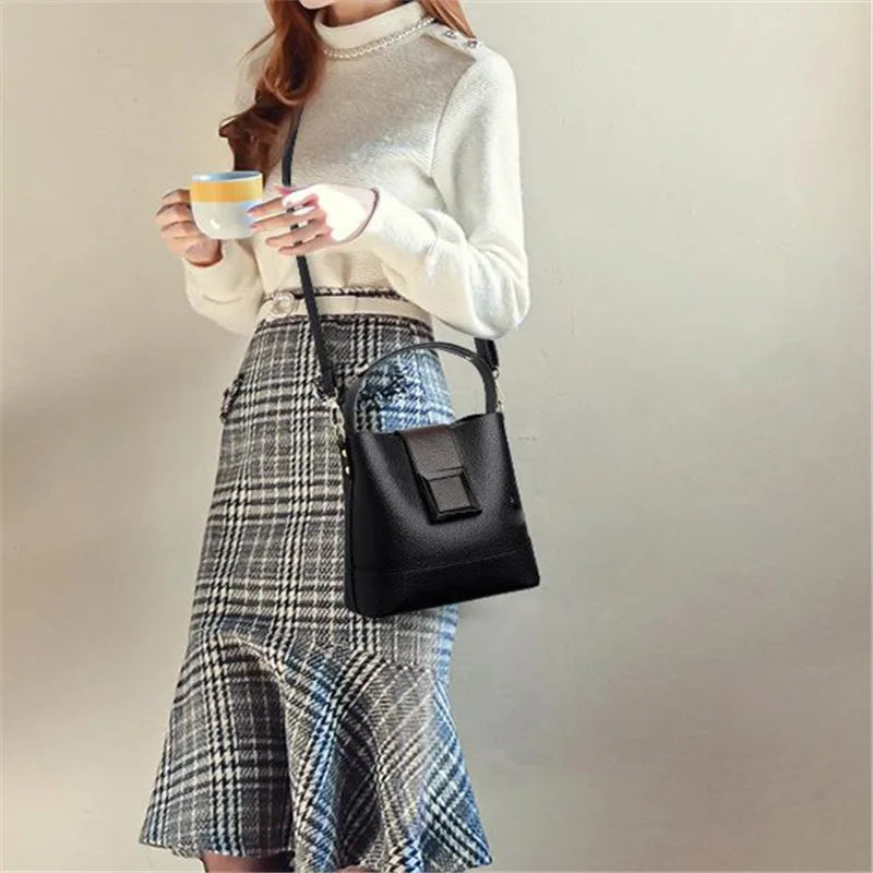 Simple Bucket Bag, Trendy Top Handle Purse, Women's Fashion Hanbag Shoulder Bag,