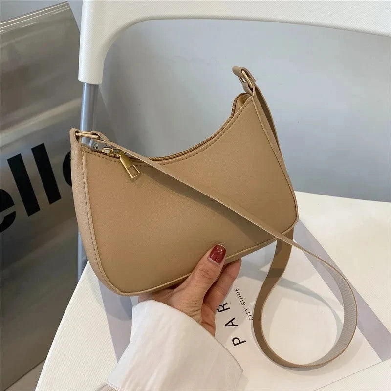 Fashion Solid Color Shoulder Bag For Women PU Leather Armpit Handbag Casual Daily Underarm Bag Gilrs Shopping Purse bolsa