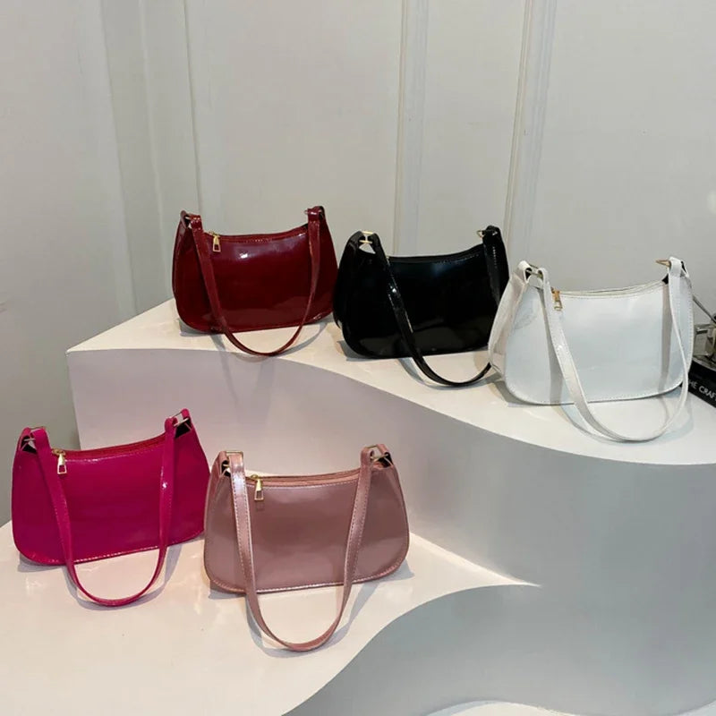 Retro Solid Color PU Leather Shoulder Bag Fashion Women's Handbags Casual Designer Hobos Underarm Bag, Suitable for Daily Use