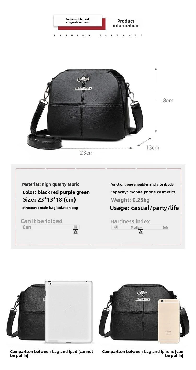 Fashionable Three Interlayer Synthetic Leather Crossbody Bag with Polyester Lining, Stylish Square Single Shoulder Bag for Women