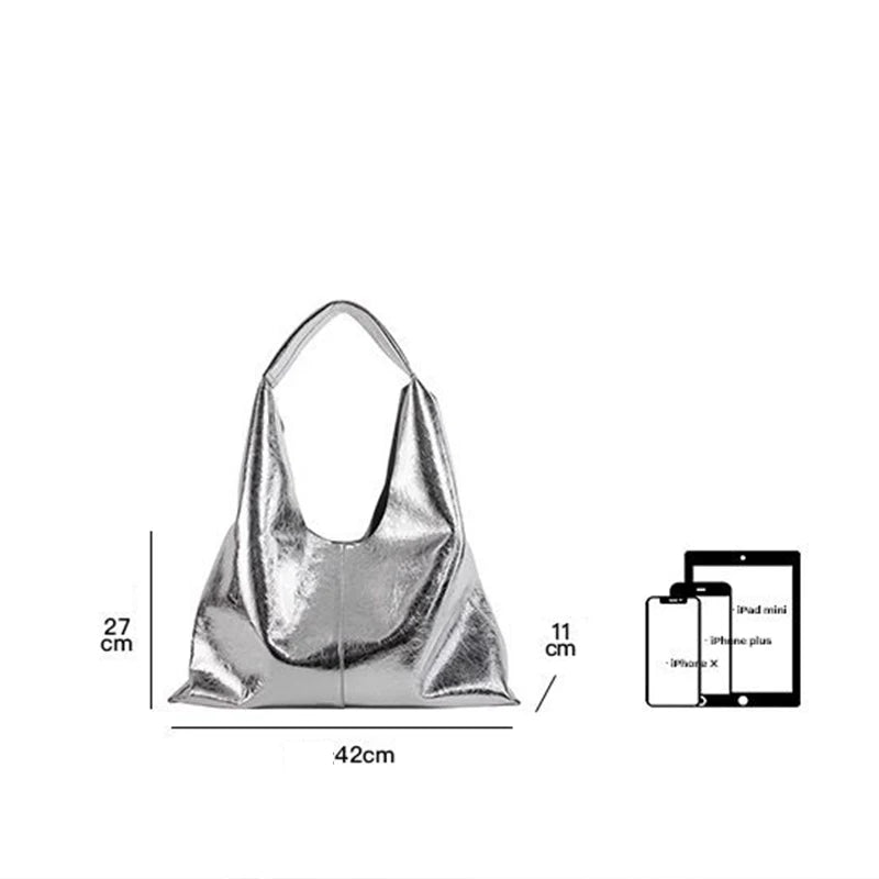 New Women Soft PU Leather Handbag Luxury Design Underarm Hobo Shoulder Bag Clutch Casual Large Capacity Dumpling Pouch