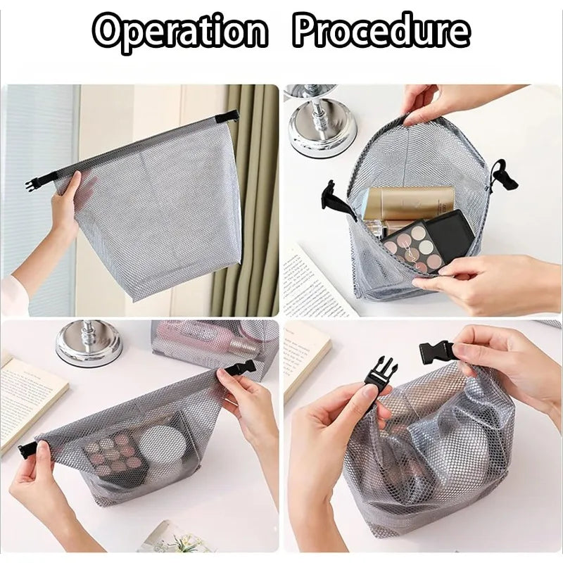 Waterproof Mesh Pouches, Clear Waterproof Travel Makeup Bag ，Tools Bag, Clutch Daily Use Summer Beach Gifts