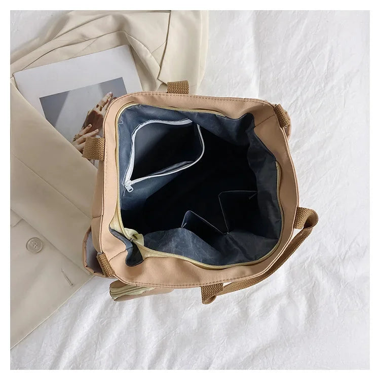 Oxford Design Double Sided Pocket Tote Bag Teen Women Large Capacity Handbag Single Shoulder Crossbody Bag with Round Coin Purse