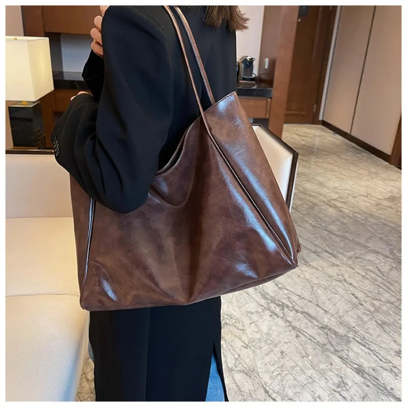 Retro PU Women's Handbag, Large Capacity Handbags Shoulder Bag, Street Leisure Shopping Tote Bag Bags, Suitable for Daily Use