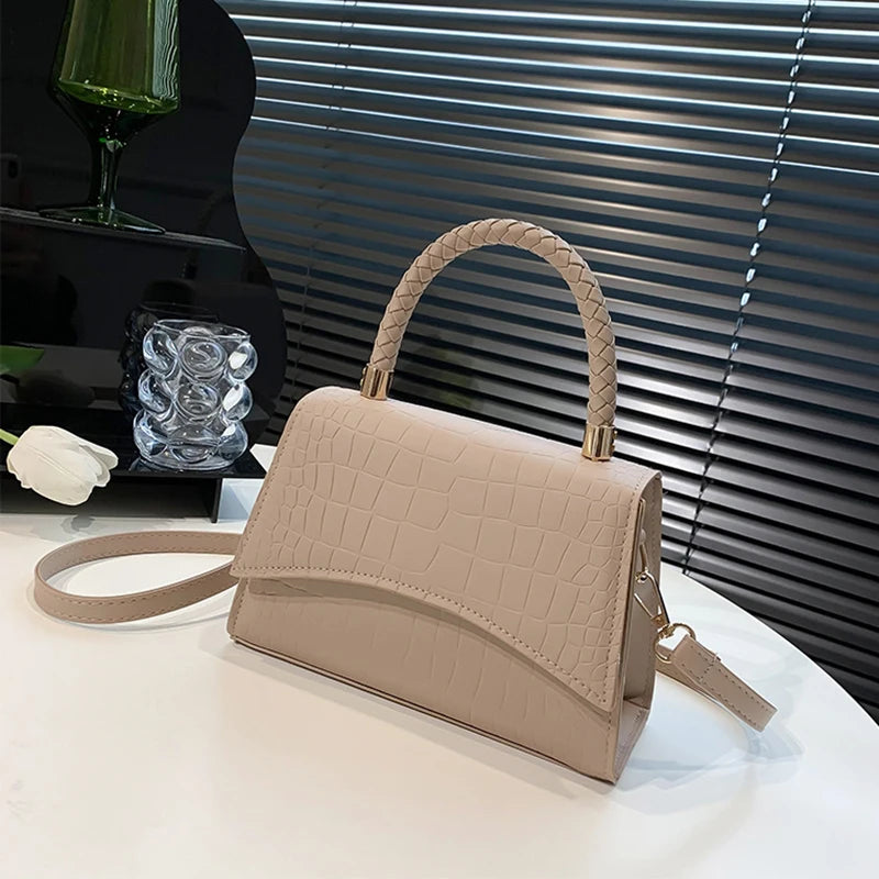 Retro Women Bag Western Style Shoulder Bag Handbag Korean Version Crocodile Pattern Small Square Bag Fashion And Simple Crossbod