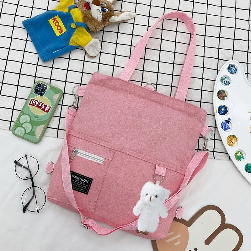 Campus Cute Canvas Handbag, Casual Tote Bag, Large Capacity Shoulder Bags for Student Backpack Handbags Shoulder Cross Body Bags