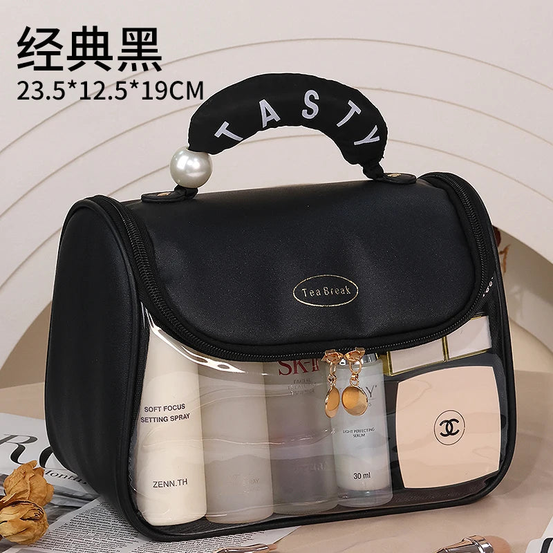 New Hooked Toilet Bag Transparent PVC Makeup Bag Large Capacity Hanging Storage Bag Travel Portable Handbag