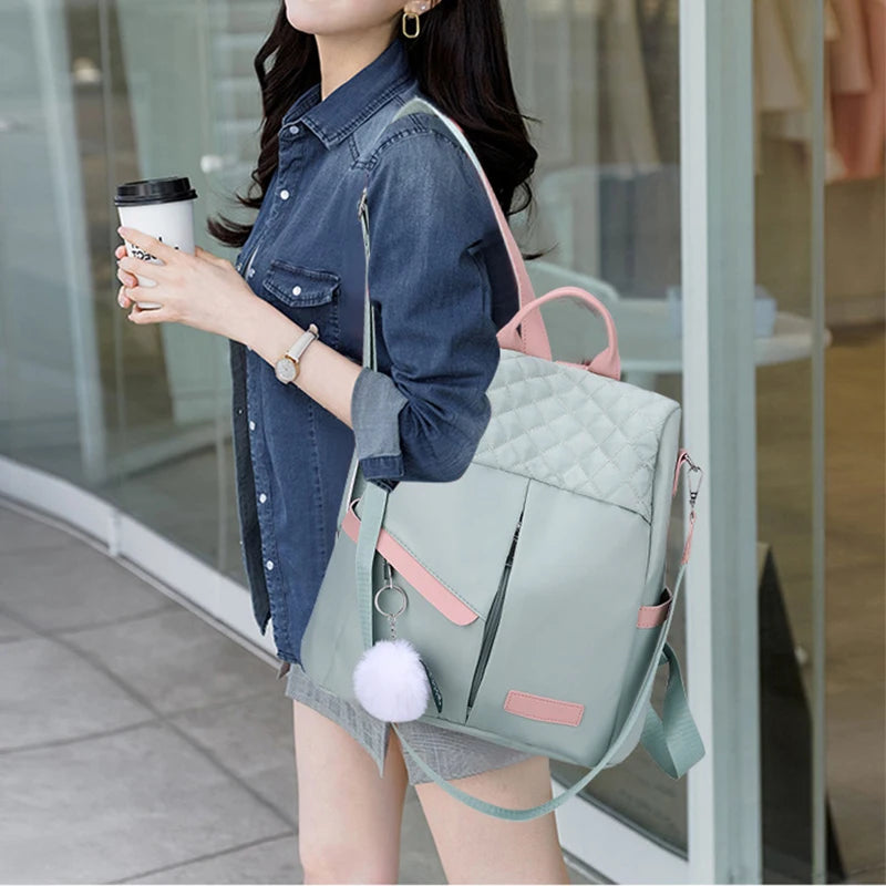 Women's Backpack Large Capacity Theft-Proof Handbag Shoulder Bag Elegant Women Travel Oxford Safety Black Backpack